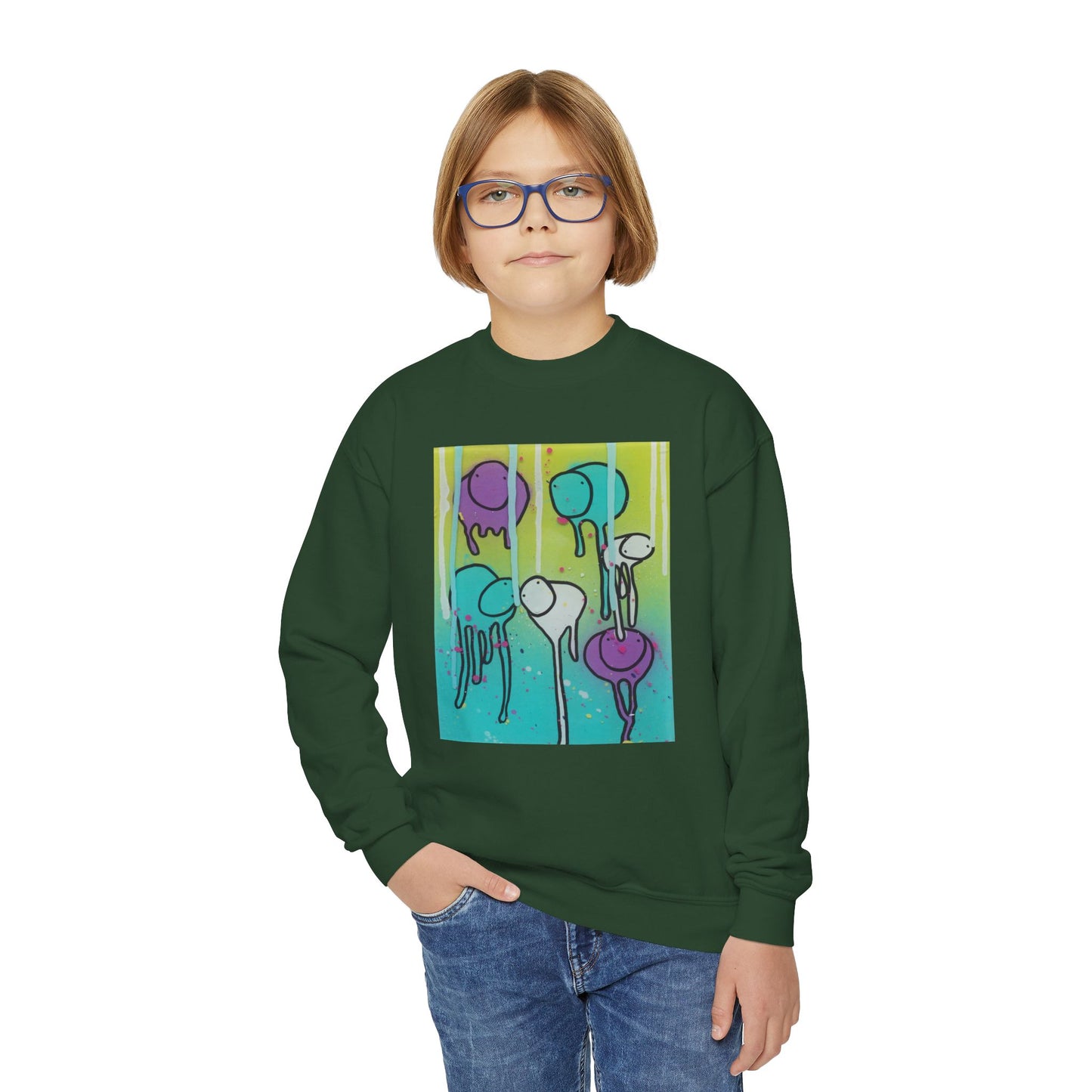 RAINING COWS "Lime Sunrise" Kids Sweatshirt
