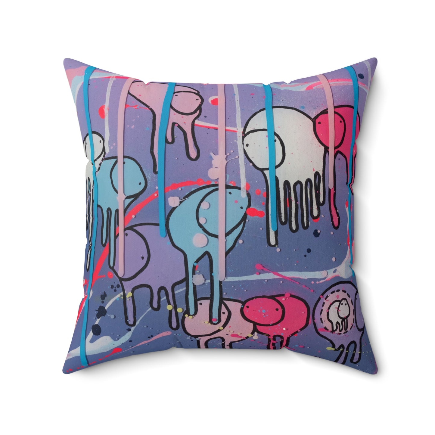RAINING COWS "Purple Alley Lights" Square Pillow
