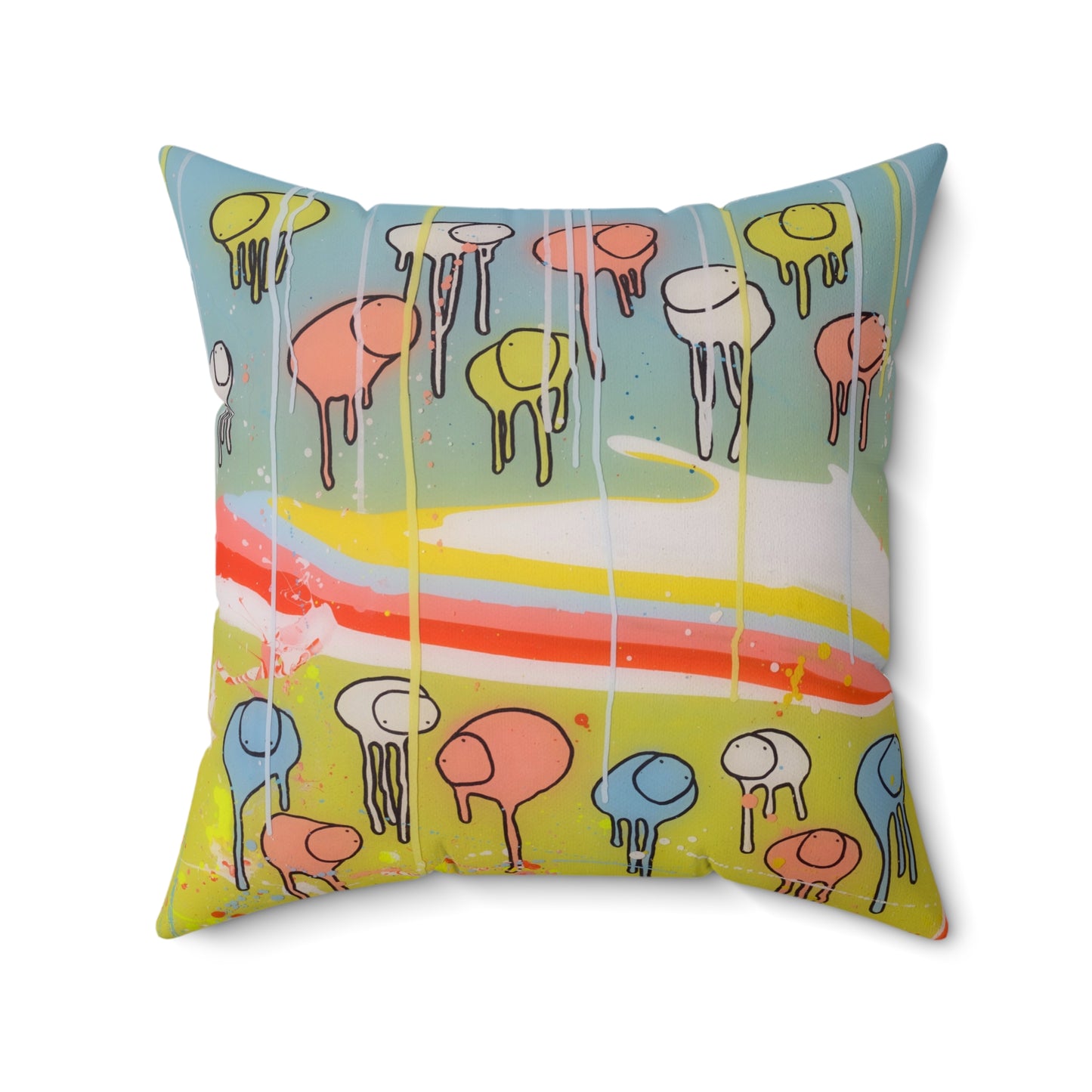 RAINING COWS "Three Leaf Clover" Square Pillow