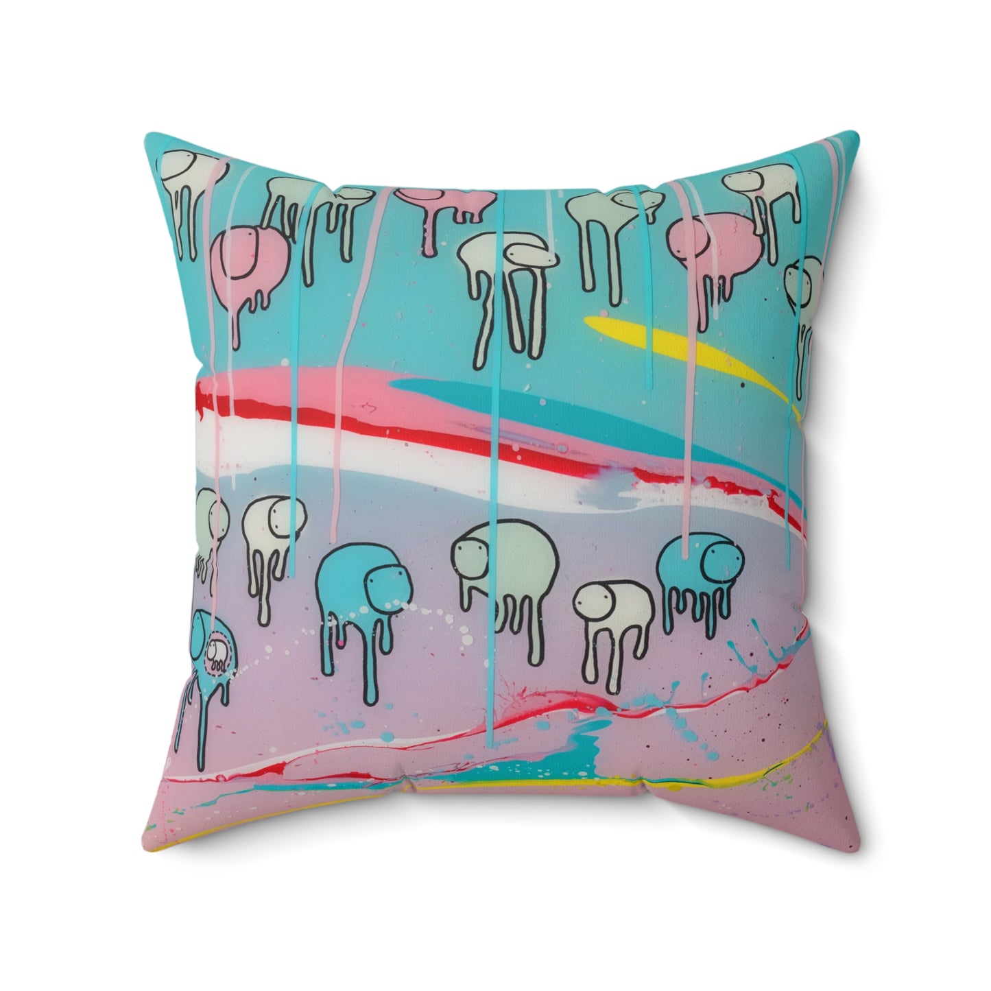 RAINING COWS "Martini Twist" LARGE Square Pillow
