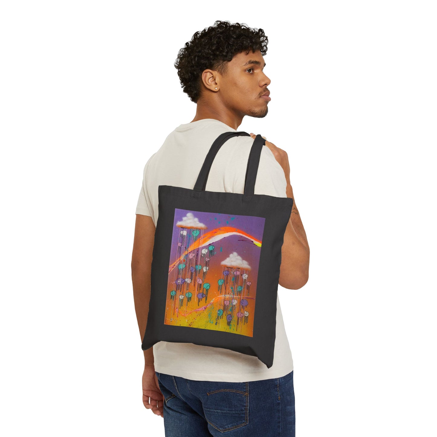 RAINING COWS "Purple Sunset with a Yellow Twist" Tote Bag