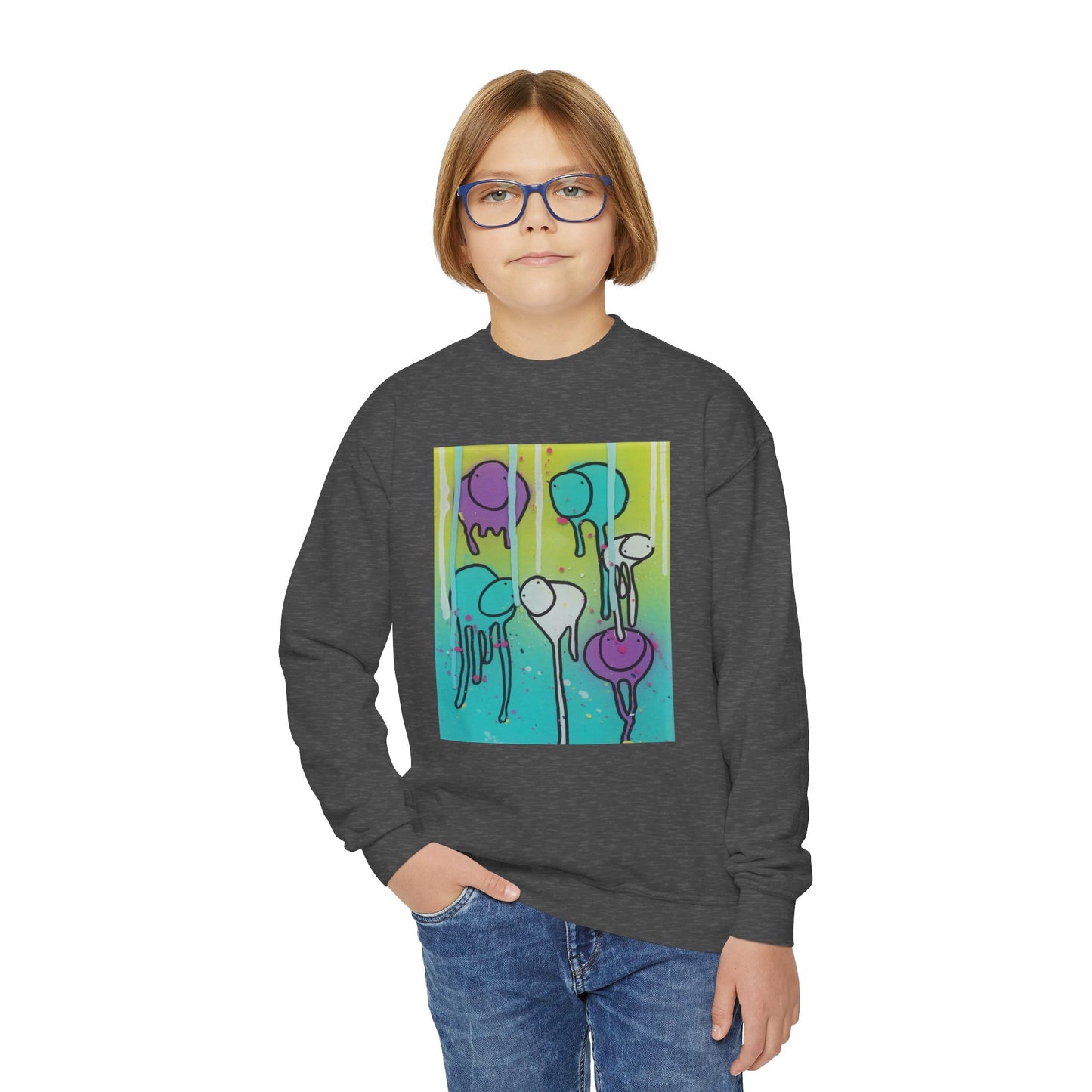 RAINING COWS "Lime Sunrise" Kids Sweatshirt