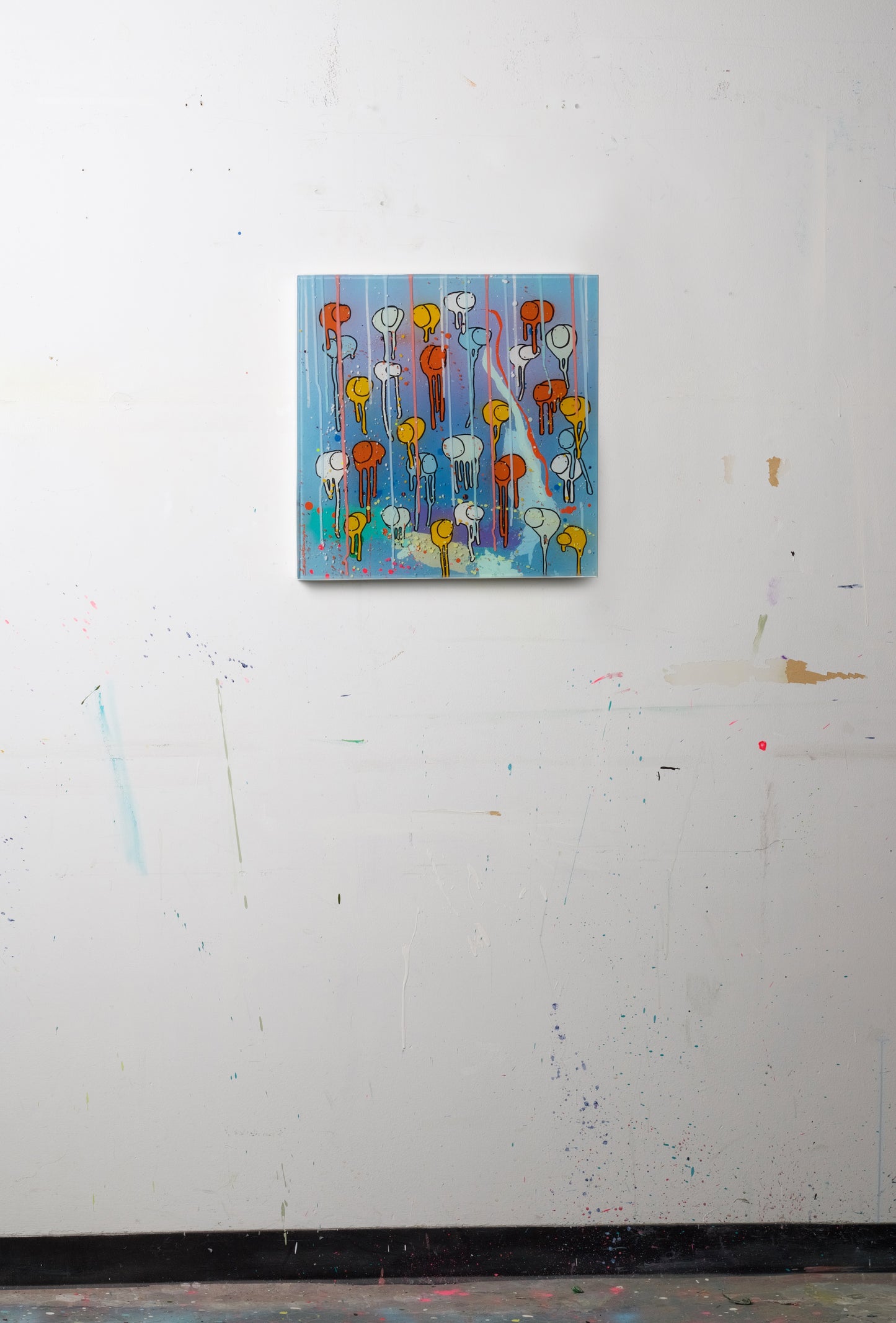 20" x 20" Mixed media on multi-layered painted resin on wooden panel