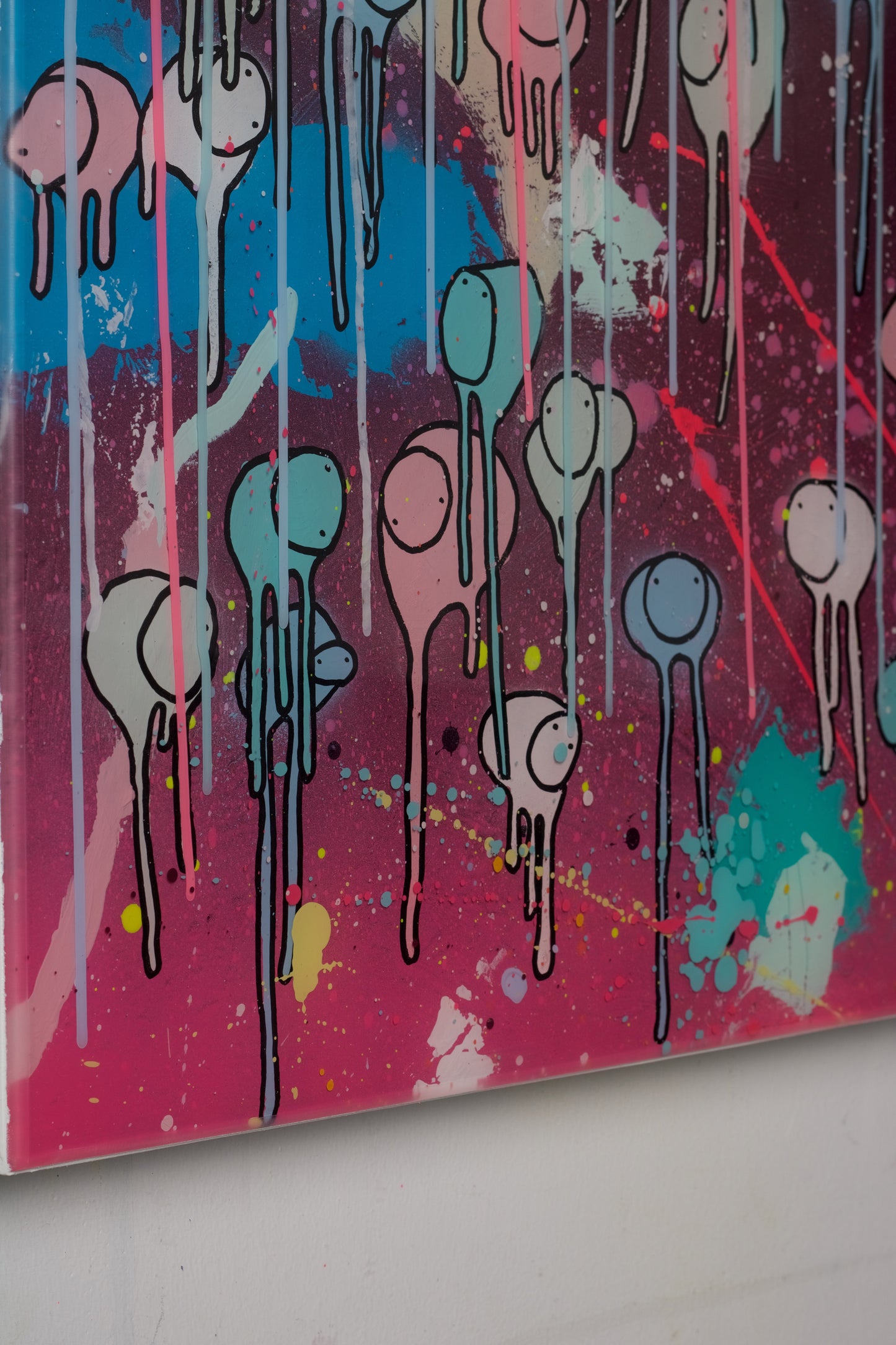 Colorful splashes and drips with layered epoxy resin