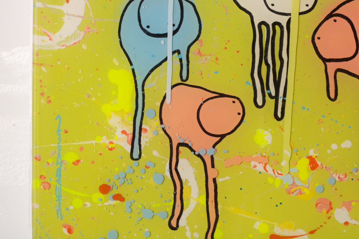 illustrated graphic funny human like cows close up detail on canvas