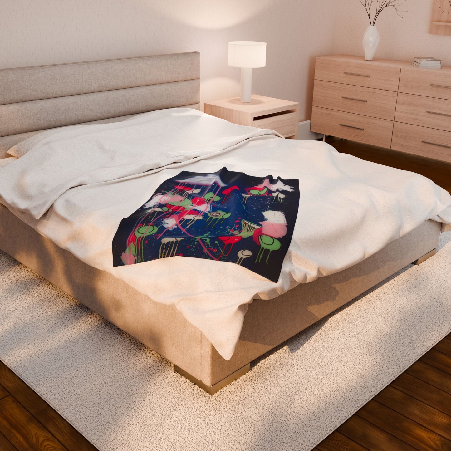 RAINING COWS "The Night Rose Thunder" Velveteen Plush Blanket
