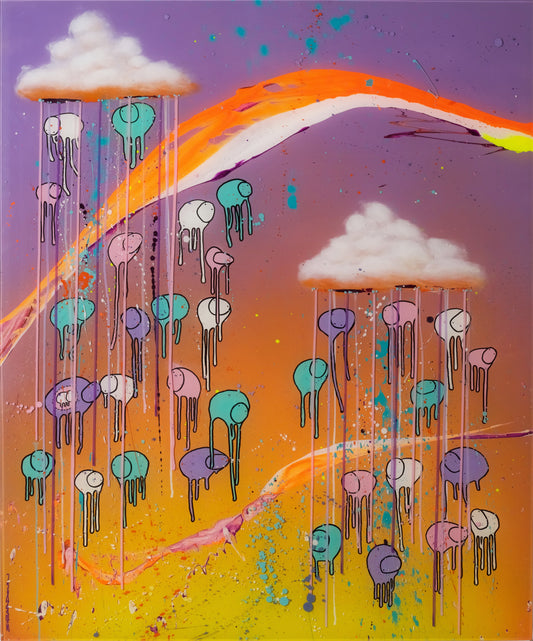 RAINING COWS Purple Sunset with a Yellow Twist By Morgan Sheardown Toronto Artist